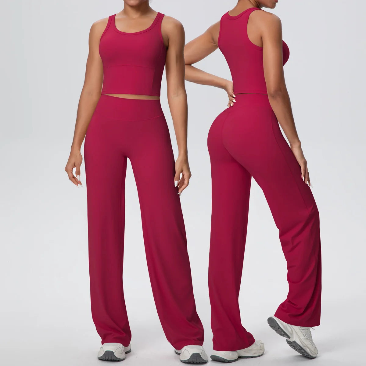2PCS Yoga Set Women Tracksuit Nude Feeling Workout Sets Gym Clothes Push Up Fitness Running Sportswear Sport Straight tank suit