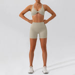 Hearuisavy Summer 2PCS Long Sleeve Gym Set Women Yoga Clothes Quick-Drying Sportswear Running Leggings Workout Sports Crop Top