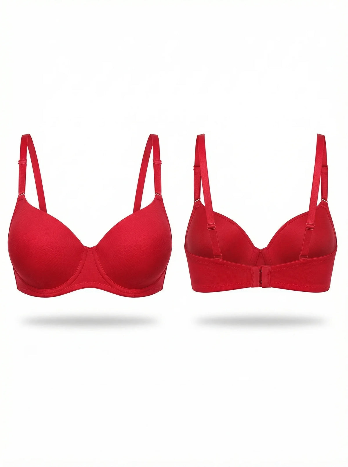 Sexy Red 3/4 Cup Bra Women Thin Plunge Bra Casual Daily Wear Comfort Lingerie B6043