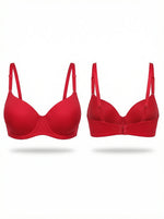 Sexy Red 3/4 Cup Bra Women Thin Plunge Bra Casual Daily Wear Comfort Lingerie B6043
