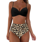 Push Up Bikini Leopard Swimsuit Women Sexy Solid Swimwear Female Floral Bathing Suit Ruched Beachwear XL High Waist Bikini 2026