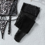 Toucheart Erotic Lingerie Hot Girl Sexy Leopard Print Suspender See-through Lace Waist Shaping Luxurious Hot Underwear Split Set