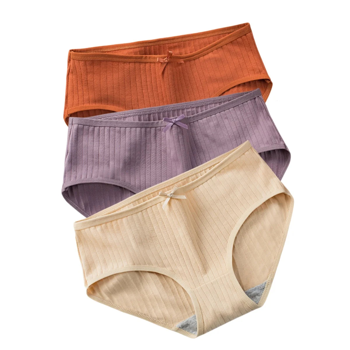 3Pcs/Set Cotton Panties Low Waist Briefs Solid Color Lingerie Women Underpants Comfy Breathable Underwear Intimates