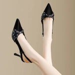 Pointed Toe High Heels Women Dot Sandals 2026 Summer Singbacks Mules Shoes Elegant