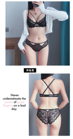 Sexy Lace Bra Set Large Breasts Ultra Thin Full Coverage Push Up Effect Big Cup Supporr Detachable Straps Pure Sensual Underwear