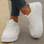 2025 White Platform Sports Shoes Women Autumn Winter Striped Lace Up Sneakers for Woman Sewing Pu Leather Vulcanize Shoes Mujer