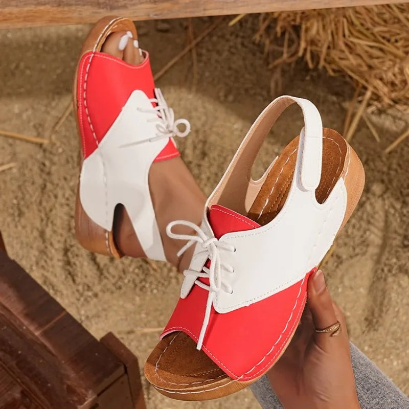 Summer Platform Retro Sandals Indoor Outdoor Slippers Strap Wedge Peep Toe Elegant Soft Heeled Slides Sandalias De Mujer