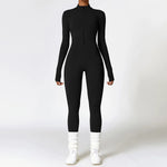 Zipper Workout Jumpsuit Sports Overalls Women Gym Clothing Running Long Sleeves Fitness Gym Tracksuit Short Sportswear Yoga Set