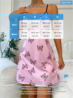 Butterfly Print Sexy Nightgown for Women Spaghetti Strap Sleep Dress Silky Homewear Summer Loungewear Nightwear Slip