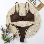 11 Colors Sexy Ribbed High Cut Bikini Women Swimwear Female Swimsuit Two-piece Bikini Padded set Bather Bathing Suit Swim V7111B