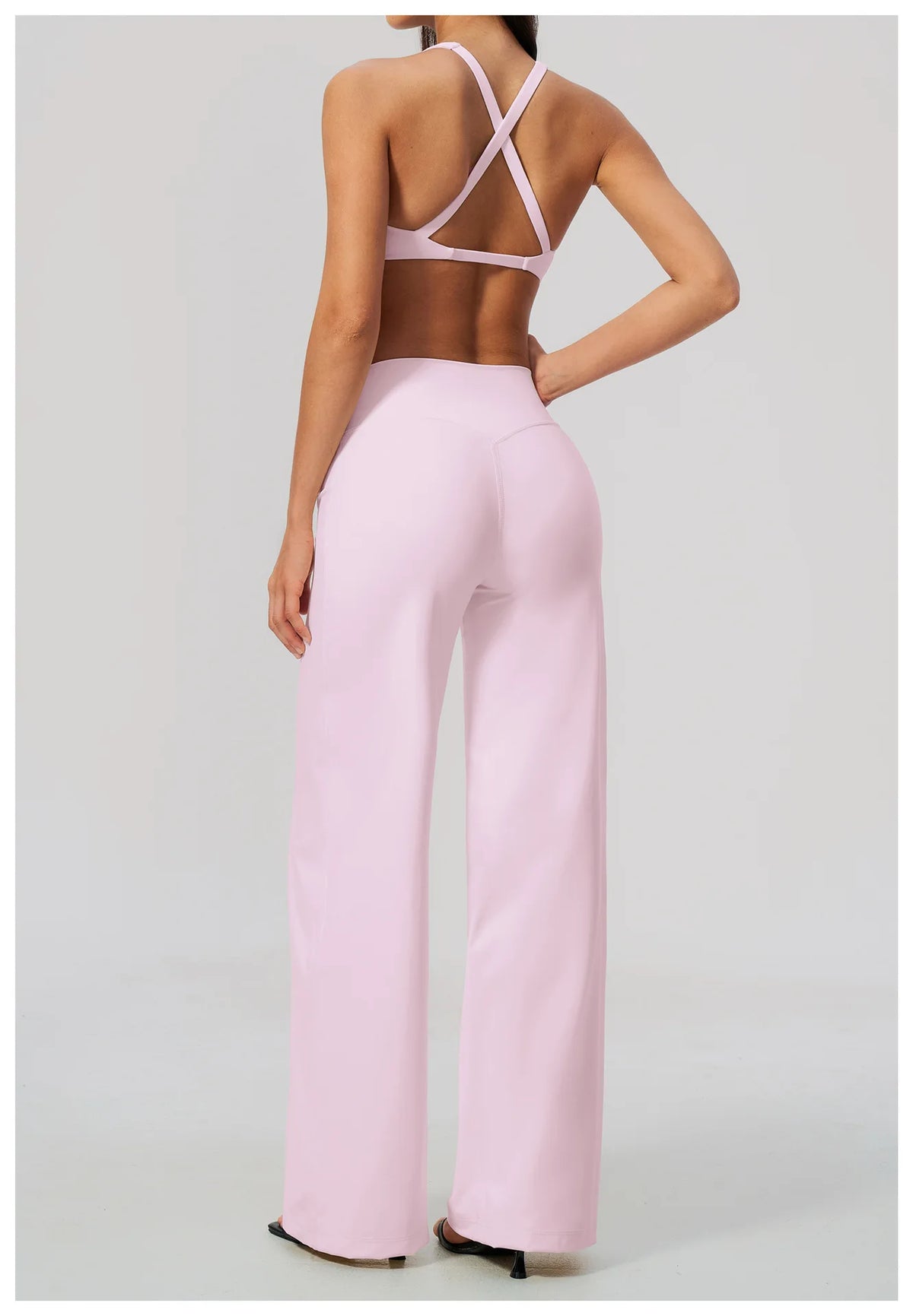 Summer 2 Piece Yoga Sets Women Tight Back Cross Sports Bra High Waist Peach Hip Wide Leg Pants Gym Running Fitness Workout Suits