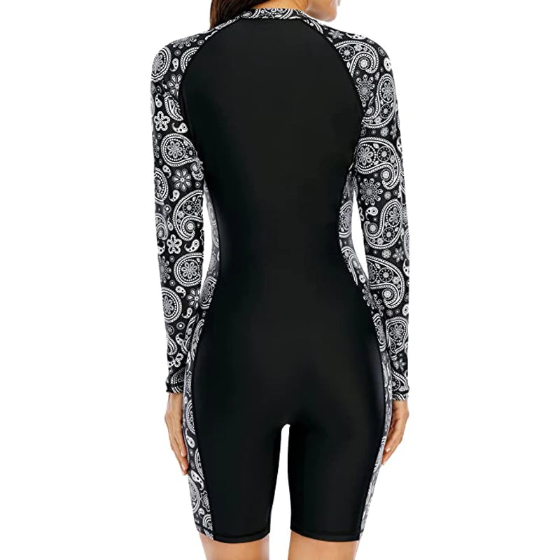 Women's Long Sleeve Rashguard Swimsuit One Piece pro Sports 2025 Femme Swimwear Boyleg Knee-Length Surf Beach Wear Bathing Suit