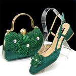 Doershow Italian Shoe and Bag Set New 2025 Women Shoes and Bag Set In Italy GREEN Italian Shoes with Matching Bag HW1-1