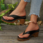 2025 New Gold High Heels Flip Flops Women Outdoor Clip Toe Thick Heeled Sandals Woman Lightweight Plus Size Summer Slippers 43