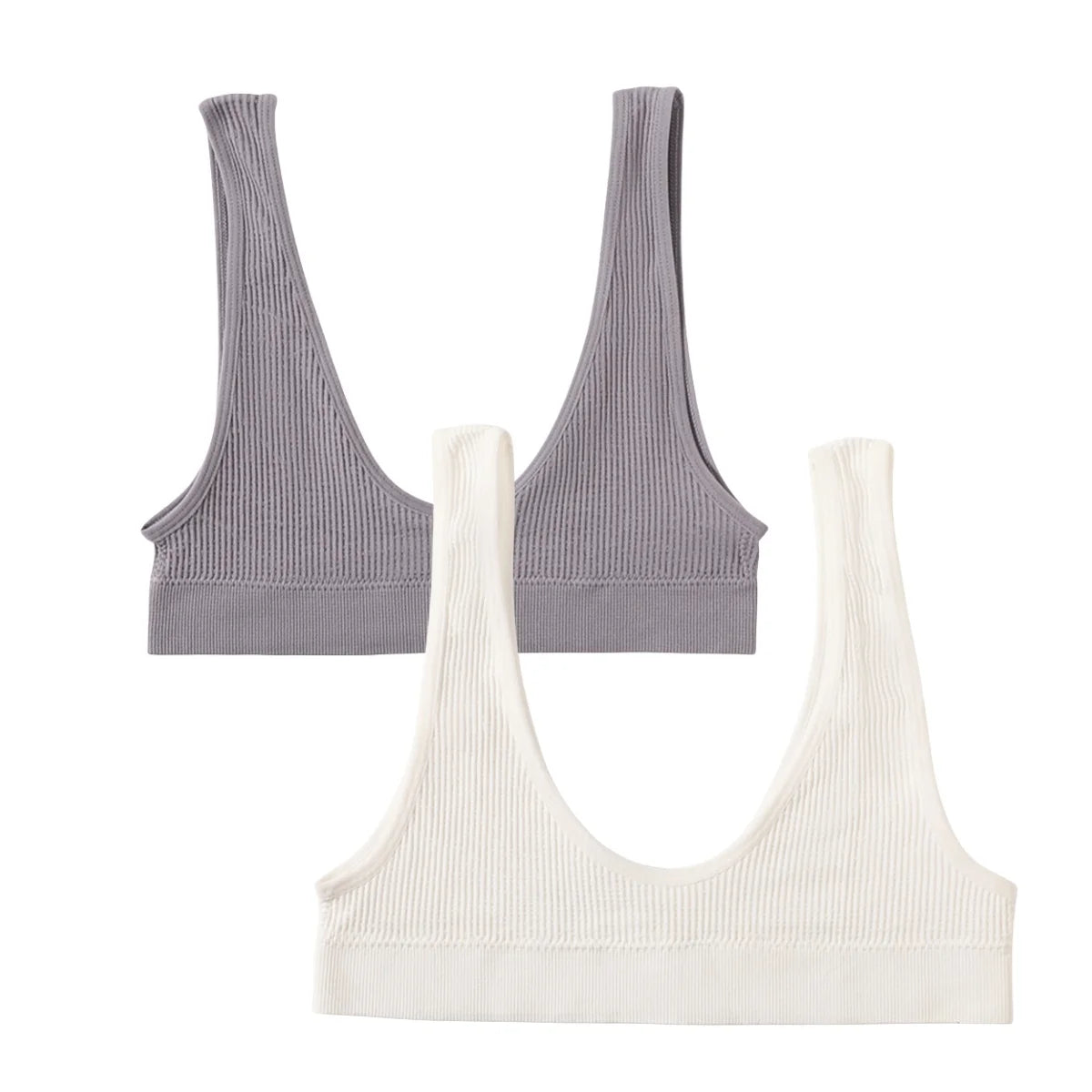 Women Crop Top Sports Seamless Underwear Female Tube Tops Deep U Bralette Ribbed Sexy Lingerie Intimates 2PCS Tube Bras