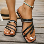 Women Slippers Fashion Casual Flat Sandals Plus Size 2025 New Style Braided Shoes for Women Band Roman Beach Sandals