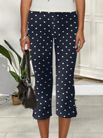 Women Capri Pants Solid Color Bow Decor Summer Casual Cropped Pants Stretch Crop Leggings