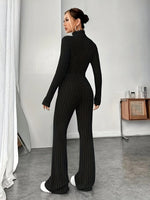 Autumn and Winter Women's New Home Clothes Two Piece Set Sports Long Sleeve Retro Slim fit Bellbottom Pants Set Y2K Sleepwear