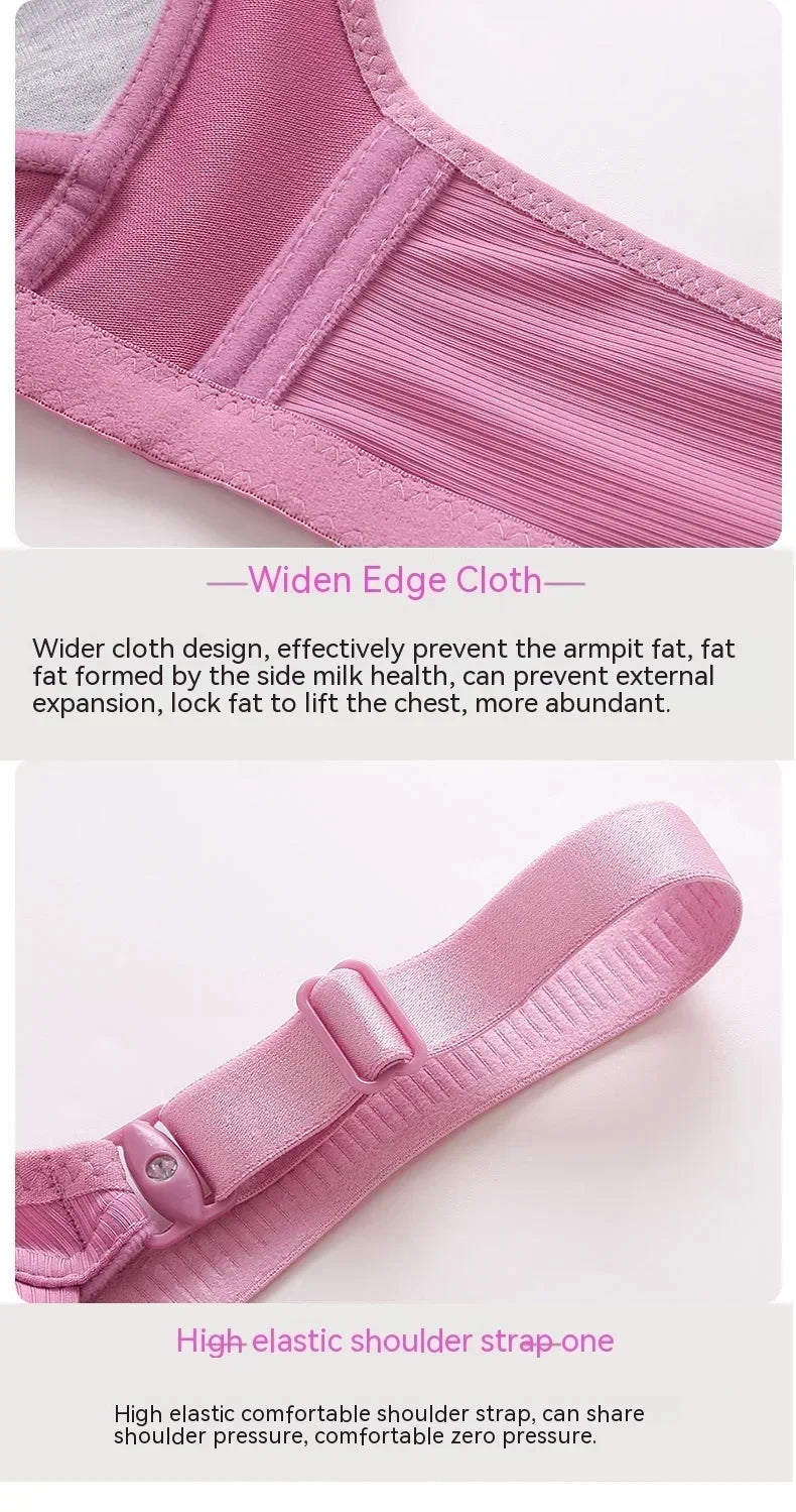 Gathered Side Collection Lifting Underwear Breasts Brassiere Large Size Bra Full Cup Underwear Brassiere No Steel RingBra
