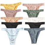 10Pcs/Set Women Seamless Panties Ribbed Underwear Sexy Lingerie High Leg Cut Female Sports Underpants Femme Thongs