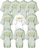 Bridesmaid Robes Satin Bridal Party Embroidered Bride Design, Kimono Sleeves, Smooth Satin Feel, for Getting Ready Photos, Brida