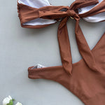 DEKA Bandeau Bikini Summer Beach Classic Strapless Swimsuit Women Sexy Tie Side Shiny Metal Hardware Ring Bandeau Bikni Beach