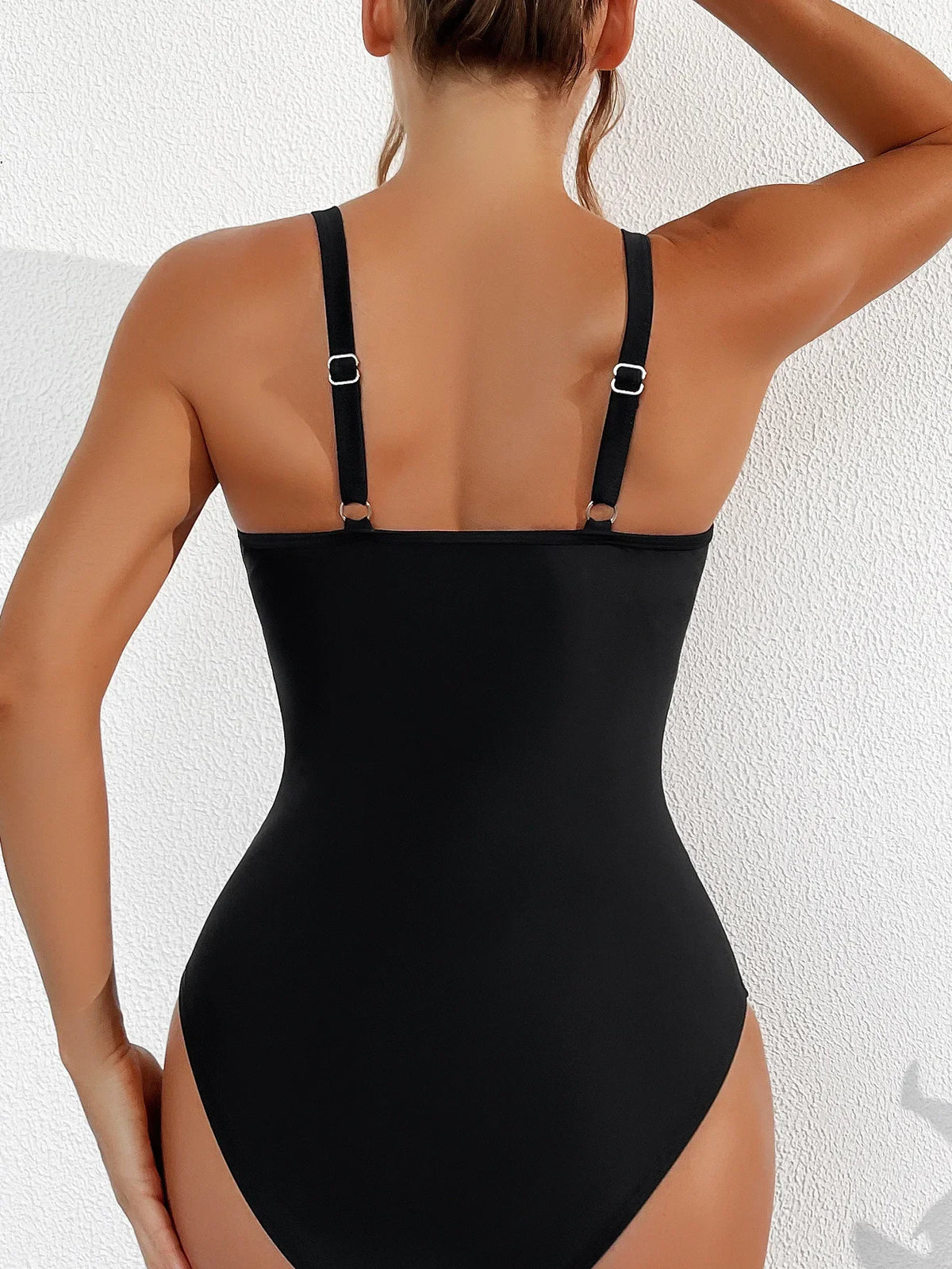 Sexy Black One Piece Swimsuit 2026 Women Mesh Patchwork Transparent Tummy Control Swimwear Bathing Suit See Through Monokini