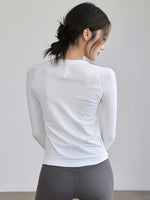 Women's Autumn & Winter Yoga Comprehensive Training Top High-Elastic Slim Crew Neck Quick-Dry Sports Long-Sleeve Fitness Clothes