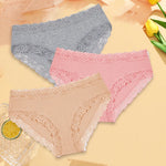 3Pcs Sexy Cotton Lace Panty Women Low Waist Panties Underwear S-XL Solid Color Ladies Briefs Lingere Underware Comfortable Women