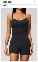 New Cross Back Yoga Jumpsuit Women Tight Sleeveless Hollow Out Sports One Piece Suit Butt-Lifting Shorts Fitness Bodysuits