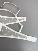 Polka Dot Mesh Sexy Push-Up Bra, Popular in Europe and America, Thin on Top and Thick on Bottom, Deep V Seductive Bra