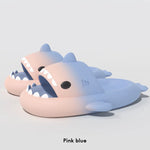 Cute Cartoon Shark Slippers For Women Men Gradient Color Summer Platform Shoes Night Glowing Style Couples Home Street Slides