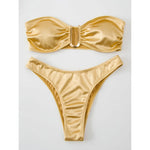New Sexy Bandeau Strapless Bikini Female Swimsuit Women Swimwear Two-pieces Bikini set Padded Bather Bathing Suit Swim V4647D