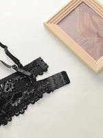 Women's New Black Lace Bra With Steel Rims, Lifting Bra, Underwear, Hip Lifting Triangle Underwear Set B1111PRO