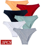 3Pcs/Set Women Cotton Bikini Briefs Skin-Friendly Low Rise Underwear Seamless Edge Soft Stretch Daily Ladies Panties M-XXL