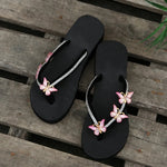 Luxury Crystal Butterfly Wedge Heel Flip Flops Women Fashion Clip Toe Thick Bottom Slippers Woman Summer Beach Non Slip Slides