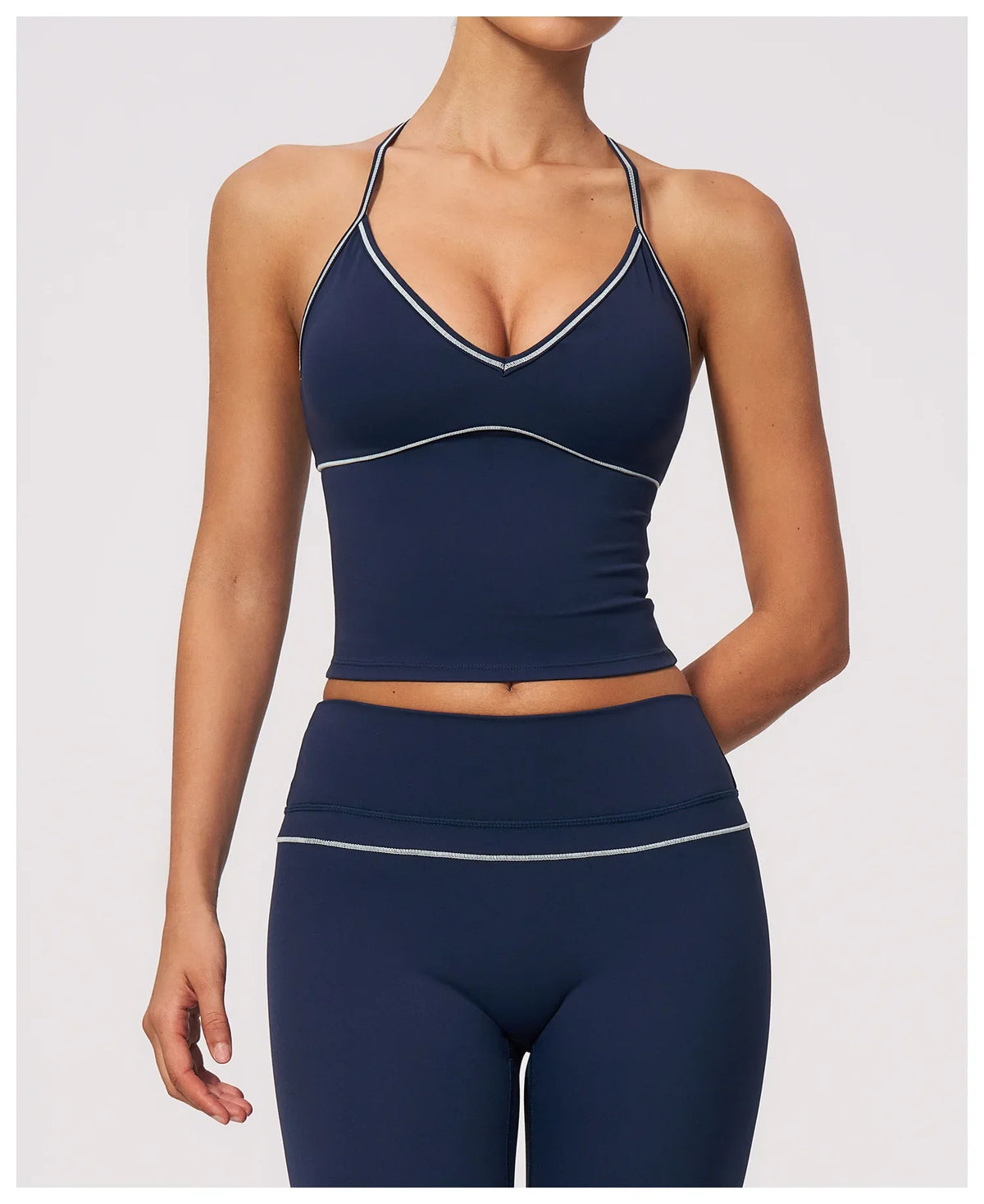 Summer Back I Shaped Sports Bra Sexy Deep V Neck Contrast Color Slimming Yoga Tank Top Outdoor Workout Fitness Gym Running Vest