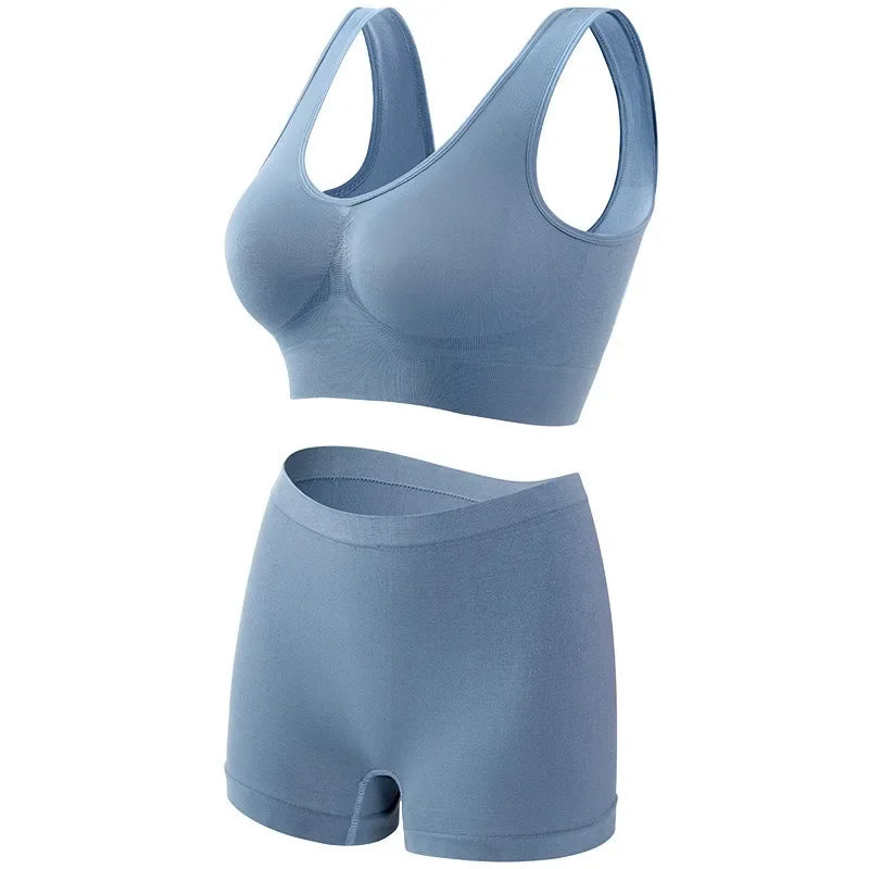 Women Seamless Bra Set Female Bra Tanks Low Waist Boyshorts Underwear Sexy Casual Sports Panties Lingerie Set S-5XL Intimates