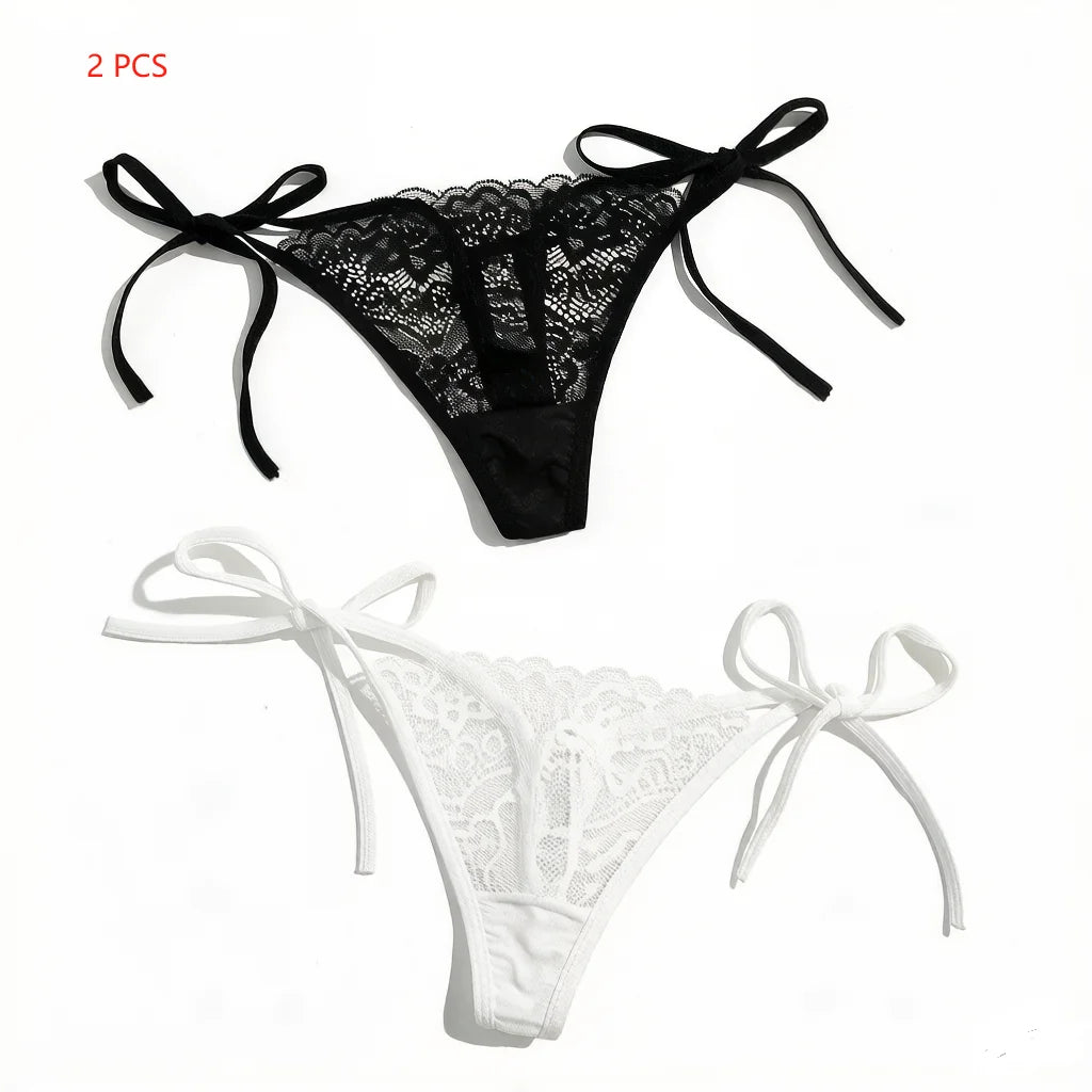 2 pcs Low Waist Lingerie Lace Thong For Women Sexy Panties Comfortable Underwear Female Underpants C847
