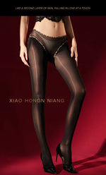Leopard Print Panties With Integrated Stockings Sexy Hollow Lace Pantyhose With Bow And Bell Black Silk Smooth Pure Desire 6Z3F