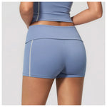 Quick Dry Contrast Color Yoga Shorts 2026 Tights Hip Lifting Workout Fitness Leggings High Waist Folded Running Athletic Shorts
