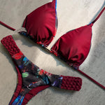 Print Halter Braided Rope Mini Thong Bikini Female Swimsuit Women Swimwear Two-pieces Bikini Set High Cut Bathing Suit Swim Lady
