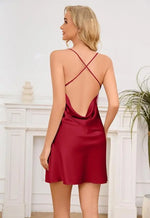 Neck Stain Cami Nightdress Comfort Backless Spaghetti Strap Pajama Dress Women's Lingerie Sleepwear
