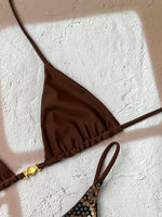 Shiny Sequin Coffee Leopard Print Bikini Set Women Halter Push Up Bra Triangle Swimsuit 2026 Beach Bathing Suit Holiday Swimwear