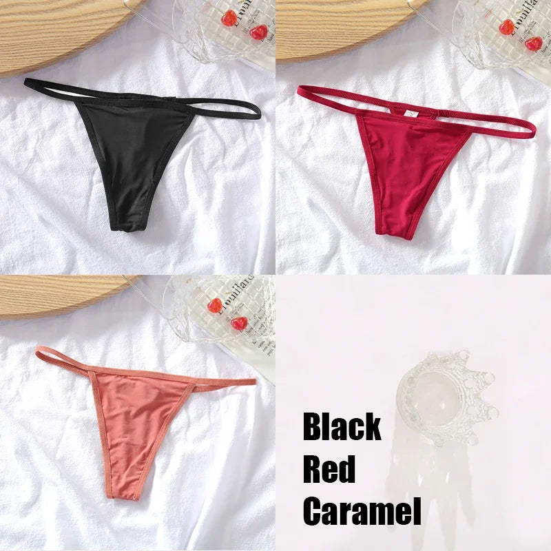 New 3PCS/Set Cotton Bikini Panties Women Sexy Solid Color Low Waist Thongs Female Breathable G-String Underwear Comfort Lingerie