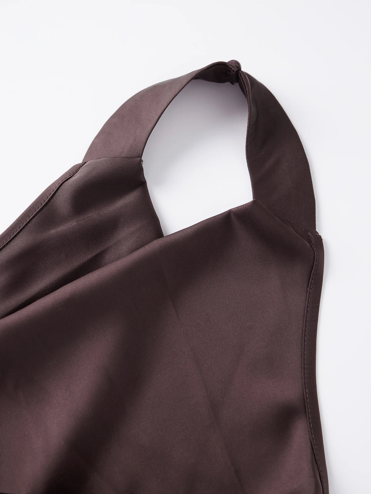 Women’s Solid Color Satin Cowl Neck Halter Tops Summer Fashionable Backless Slim Fit Going Out Vest