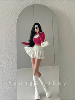 WOMENGAGA Fahsion Women Skorts Spicy Girl Sexy High Waist SlimA-LINE Pleated Skirt Half Body Short Skirt Sweet Korean Style 8NDZ
