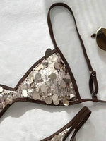 XS - L Glitter Sparkling Squins Bikini Female Swimsuit Women Swimwear Two-pieces Bikini Set Halter High Cut Bathing Suit Swim