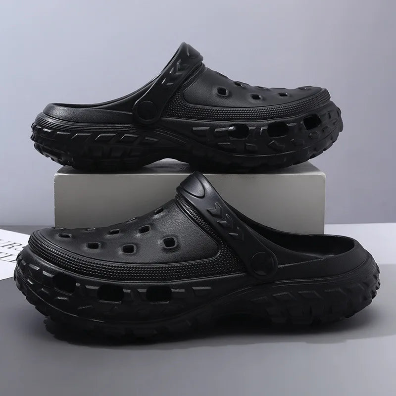 Men Summer Slippers Close Toe Leisure Clogs Soft EVA Anti-slip 2 Way Wear Shoes Couples Indoor Beach Slides Street Sandals