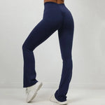 Women's Seamless Yoga Leggings Pants Sports Fitness Peach Hip-lifting High Waist Slimming Dance Training Workout Flared Pants